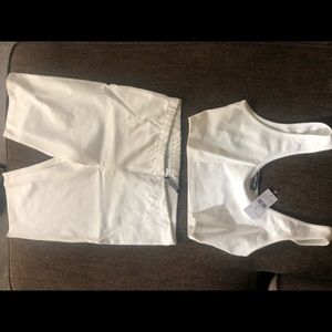 Fashion Nova white biker short and bra set